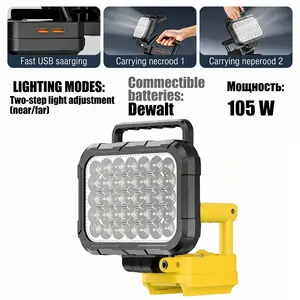 Dewalt 20v Cordless LED Work Light, Portable Working Lights, 105w 4000lm Wide Beam, Dual USB Charging, Ideal for Camping, Emergency, Workshop, Garage