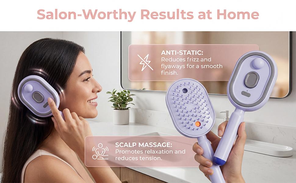 2026 New Electric Steam Brush, Electric Steam Brushs for Hair, Rechargeable Steam Hair Straightener, Detangling Steams Brush, Reduce Frizz, Nourishes Hairs, Anti-Static