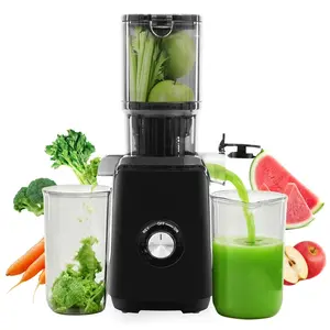 Cold Press Juicer, Masticating Juicer Machines with Wide Feed Chute, High Juice Yield and Easy to Clean for Whole Vegetables & Fruits, Black