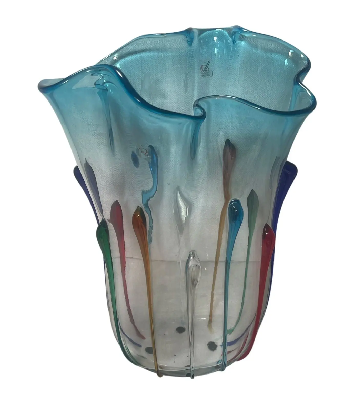 Enrico Cammozzo Signed Murano Glass Vase. Italy, Late 20th Century.