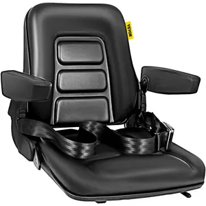 VEVOR Universal Fold Down Forklift Seat with Retractable Safety Belt, Armrest,Adjustable Seat for Excavator, Forklift, Tractor, Skid Loader, Backhoe Dozer Telehandler