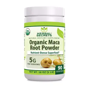 Herbal Secrets Organic Maca Root Powder Supplement | 5 Grams per Serving | 90 Servings per Bottle | Non-GMO | Gluten-Free | Made in USA
