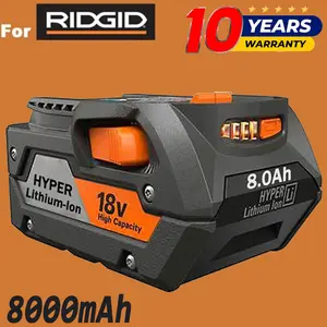 High quality 1Pack for Ridgid R840087 8.0Ah Lithium Battery Rigid 18Volt R840085 Power Tools