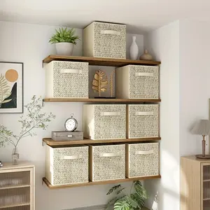 New Wisdom Star 8 Pack Fabric Storage Cubes with Handle Foldable 13x13x13 Inch Cube Storage Bins Storage Baskets for Shelves Storage Boxes for Organizing Closet Bins Organiser