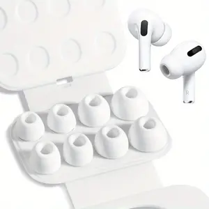 1 Set of Ear Tips Compatible with Apple AirPods Pro / Pro 2 - Featuring Pressure Relief Holes & Noise Reduction Design (1 Pair Each of XS, S, M, L Sizes + Paper Card), Travel Ear Tips for Ear Protection & Comfortable Wearing, Secure Fit, Hypoallergenic Ma