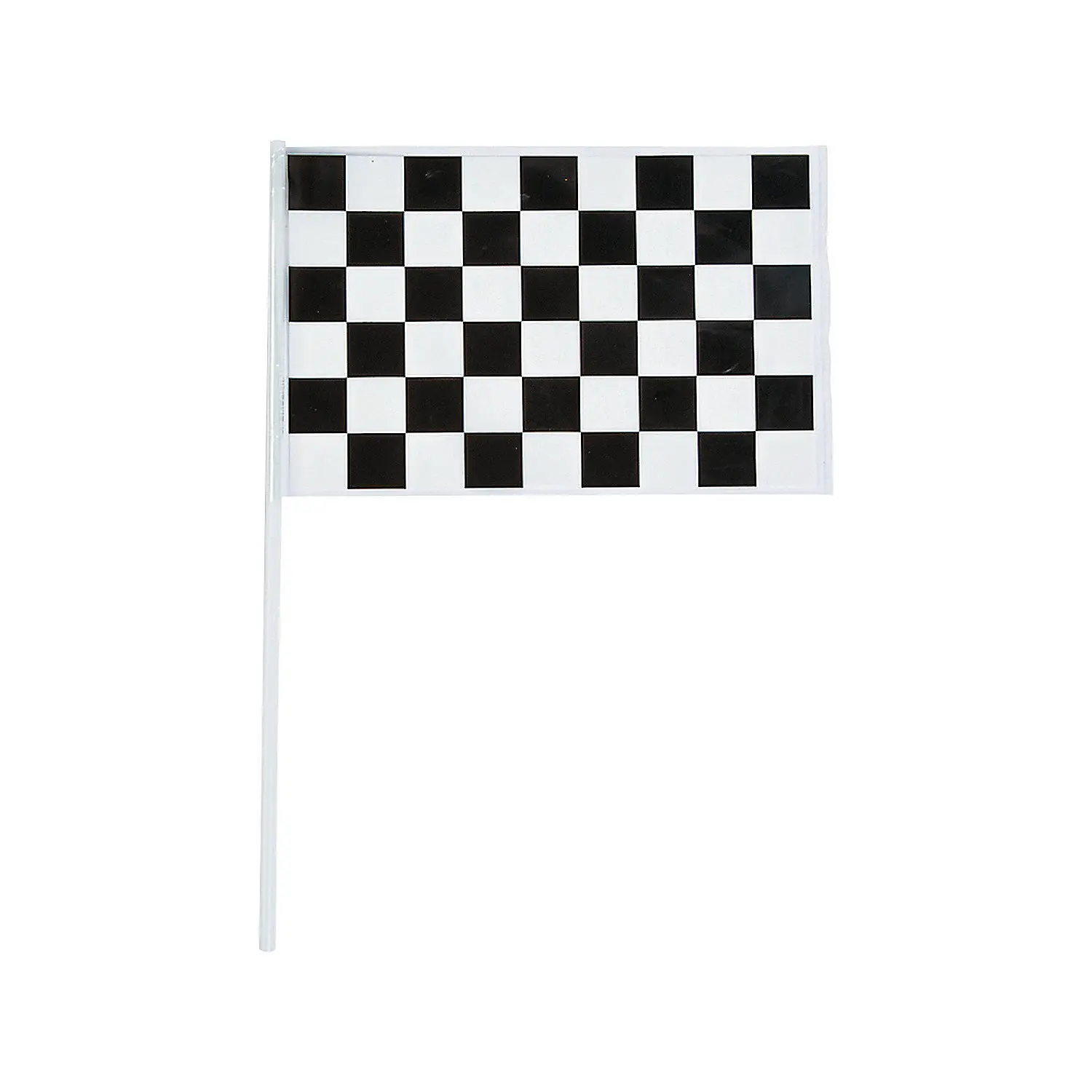 Traditional 6"x4" Small Plastic Black & White Checkered Flags with 7" Stick, 72-Pcs Bulk (6 Dozen per Unit) for Birthday Ideas, Party, Speedway Enthusiasts, Sports Collectibles