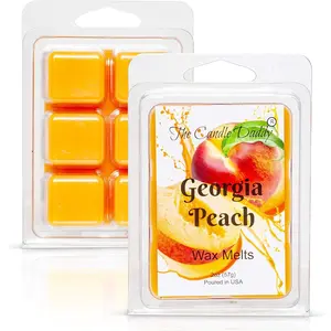 Georgia Peach - Southern Peach Fruit Scented Melt- Maximum Scent Wax Cubes/Melts- 1 Pack -2 Ounces- 6 Cubes, Gift for Women, Men, BFF, Friend, Wife, Mom, Birthday, Sister, Daughter, Anniversary