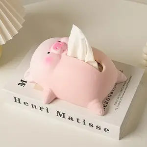 Ceramic Piggy-Shaped Modern Tissue Holder, Luxurious High-End Storage Container for Napkins, Ideal for Home Living Room Desktops & Bathroom Supplies Gadget, Modern Tissue Holders