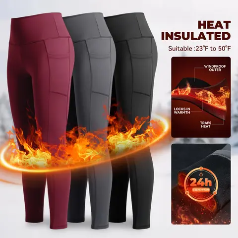 Showitty 1/2/3 Women Fleece Lined High Waisted Stretch Leggings - 92% Poly 8% Spandex Thermal Warm
