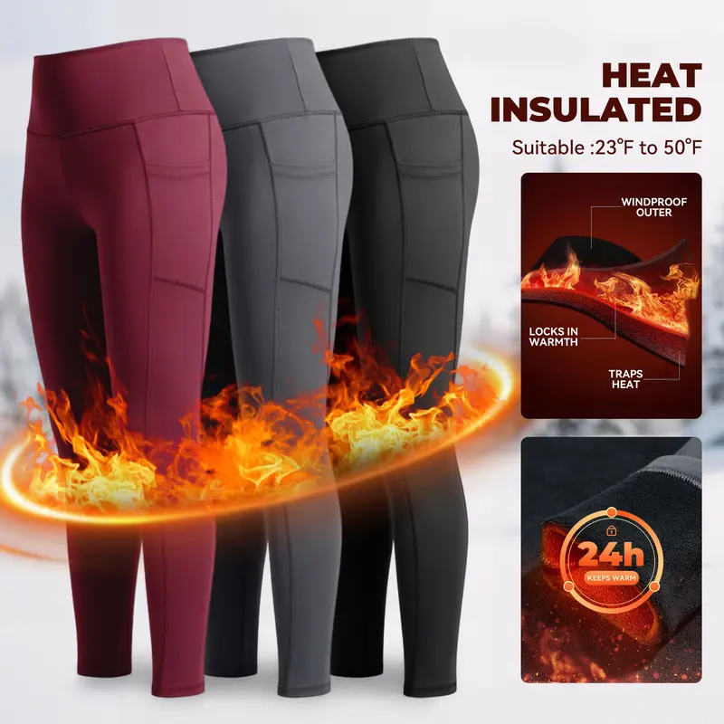 Showitty 1/2/3 Women Fleece Lined High Waisted Stretch Leggings - 92% Poly 8% Spandex Thermal Warm