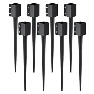 VEVOR Ground Screw, No Dig Ground Anchor 4 Pack 3.94x 2.76x 27.56 in DIY Screw in Stake, Includes 6 Lag Bolts a Rebar, U-Shape Heavy Duty Steel Post Holder, Great for Mailbox and Fence PostsVEVOR Super Brand Day