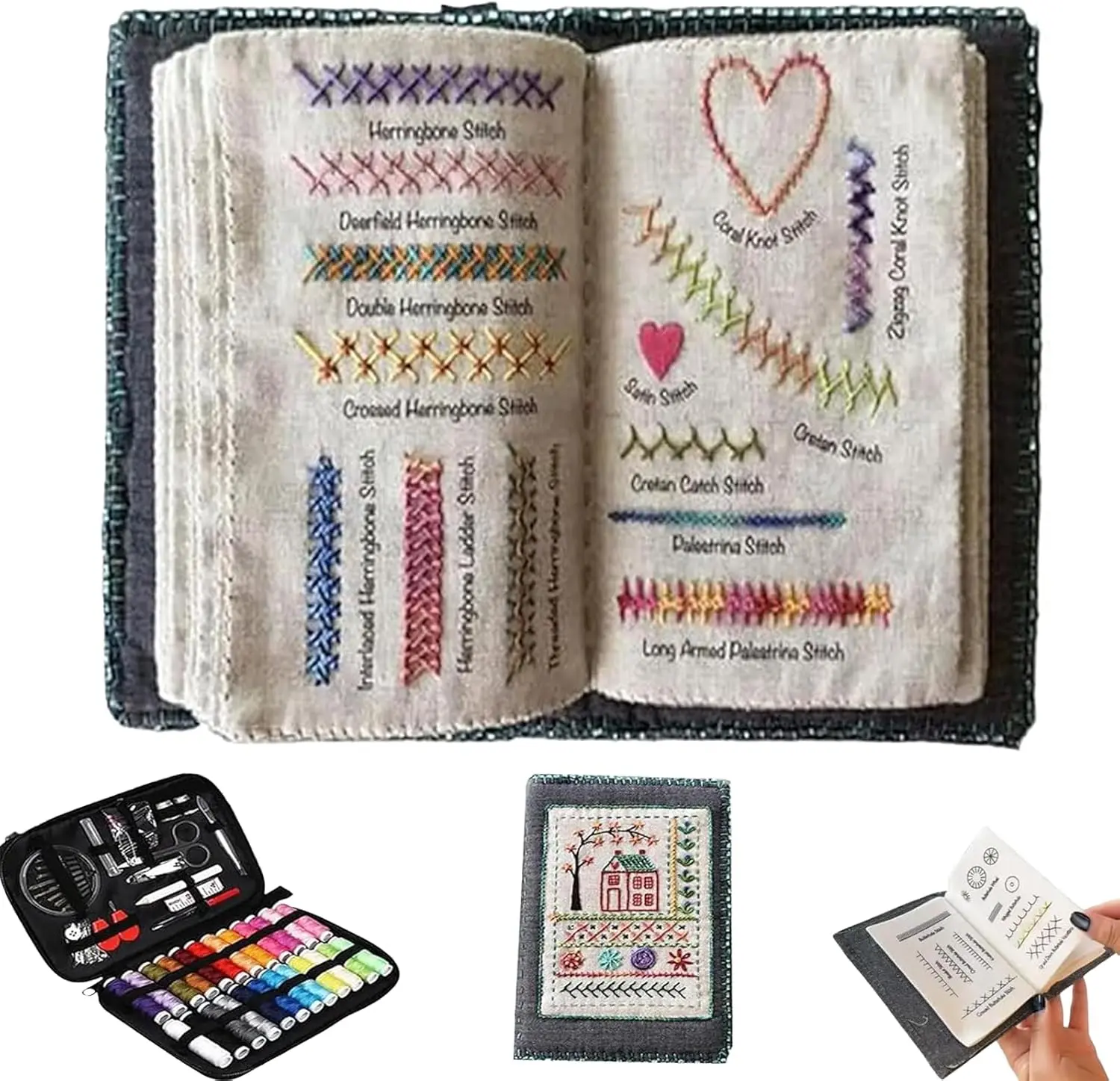 2026 New Embroidery Book Kit Embroidery Books with Patterns Include Complete Toolkit and Instructional Tutorial for Sewing Patterns for Beginners