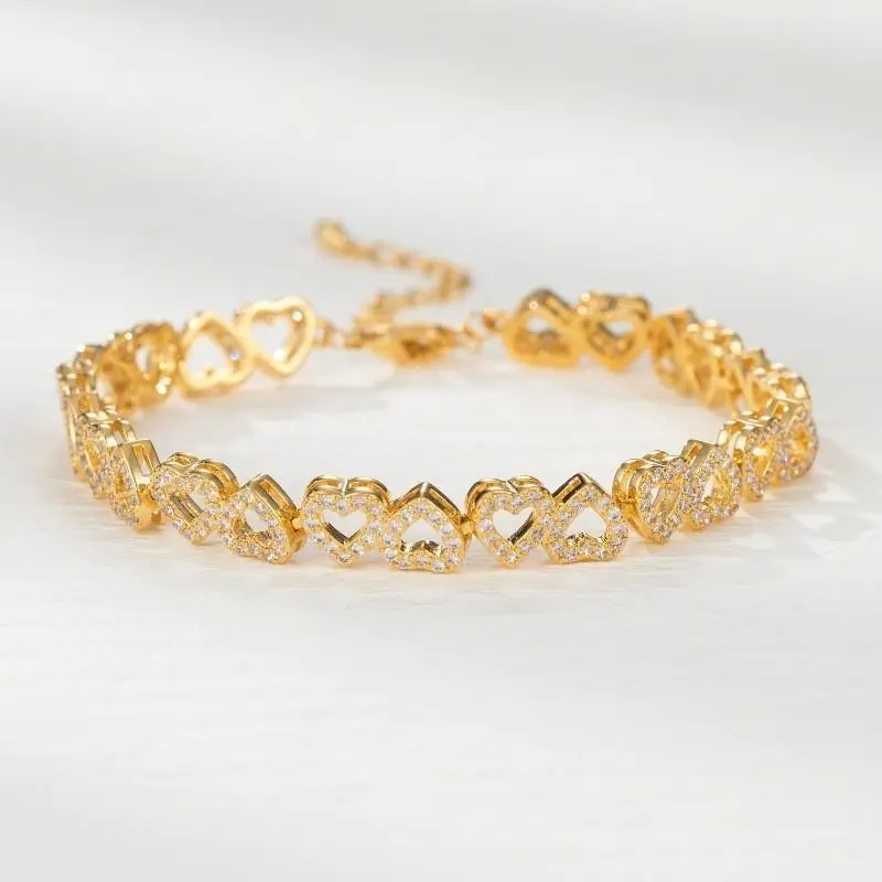 Fashionable & Elegant Love Heart Design Bracelet - Adjustable Link Bracelet, Daily Clothing Decoration, Suitable For Women's Exquisite Jewelry, As a Gift for Family, Friends
