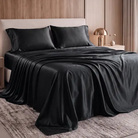Fine 4-Piece Silky Satin Sheet Set, Moody Shades