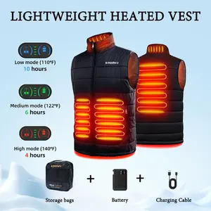 KODOKU Heated Vest with 7.4V Battery Pack Electric Heated Jacket Cotton Vest with 3 Heating Elements Front and Back Warm and Windproof Heated Vest Nylon Fabric Waterproof Machine Washable Christmas Essential Gift for Him to Have a Warm Winter