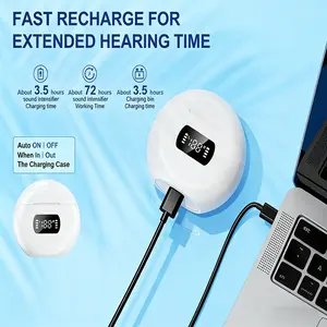 2pcs In-Ear Sound Amplifier Earphones, Rechargeable Charging Case Included, Personal Audio Amplifier for Adults, Left Right Wear