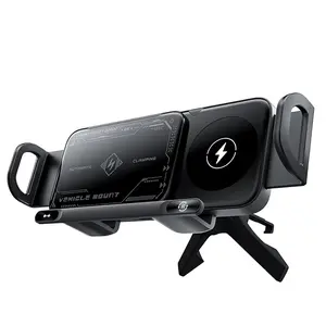 FTS 15W Auto-Rotating Wireless Car Charger Phone Holder, Smart Gravity Clamp Dash & Vent Mount, Fast Charging Mount for iPhone & Smart Phones