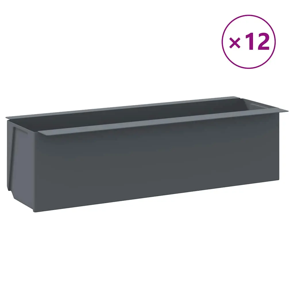 vidaXL Flower Boxes for Euro Pallets 12 Pcs, Plant Box for Indoor Outdoor Flower Herb, Flower Planter, Garden Planter, Patio Raised Bed, Gray PP 318302