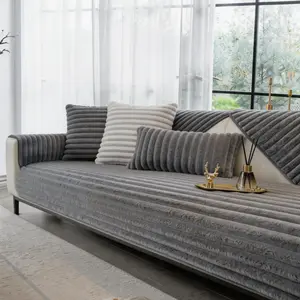 2026 new cream-style faux fur sofa cushion—instant luxury feel; ultra-soft faux fur sofa cover that transforms an old sofa into a French-inspired light luxury style, non-pilling, machine washable, with silicone anti-slip design, suitable for U-shaped and