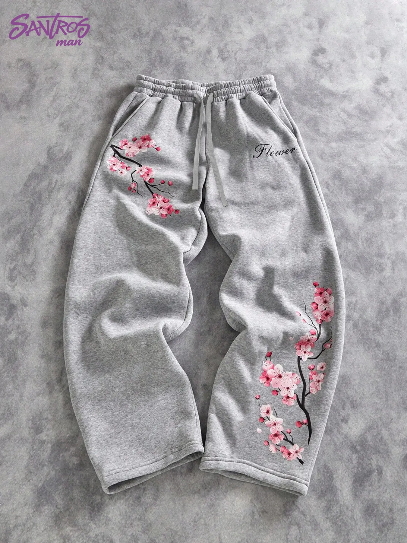 Unisex Multicolor Wide Leg Sweatpants with Cherry Blossom Print Japanese Streetwear Pants