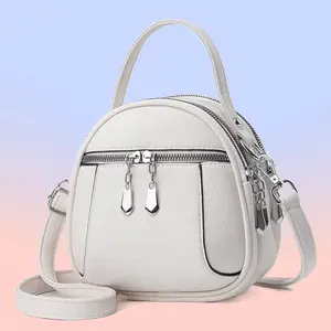 Crossbody Bags for Women, Leather Round Bag for Women, Retro Round Bag Top Handle with Removable Shoulder Strap purse shoulder handbag