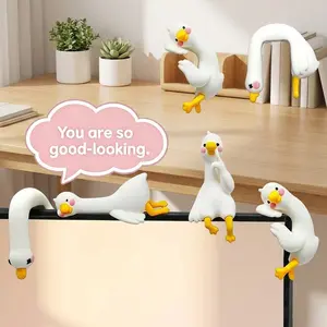 Cute Lazy Duck Desk & Car Decorations – Mini Epoxy Resin Figurines for Computer Monitors, Desks, and Car Interiors – Whimsical Office & Car Accessories