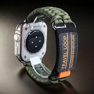 Adjustable Nylon Travel Loop Strap for Apple Watch Series 3-11 Se, Durable Outdoor Sports Band Compatible iWatch with 49mm 46mm 45mm 44mm 42mm 41mm 40mm Models