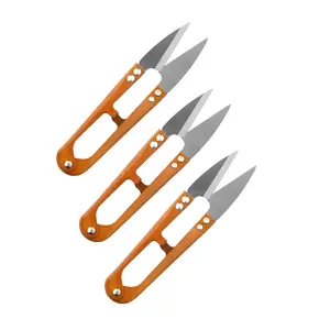3-Pack Pro Spring-Loaded Sewing Snips, 4.25" Ultra-Sharp Thread Cutters - High-Carbon Steel Orange Scissors for Fabric/Yarn/Fly Tying | Rust-Proof with Oil Shield | Precision Embroidery Scissors, Craft Snips & Medical Suture Tools