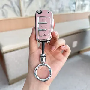 ACEBOY for Audi Key Fob Cover Compatible with A1 A3 Q3 Q7 R8 A6L TT 3 Button Flip Key Shell Case