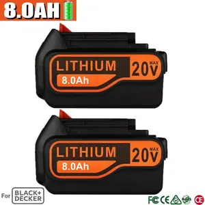 2X Battery 20Volt 8.0Ah For Black & Decker 20V Lithium-ion LBX20 LBXR20 LB2X4020