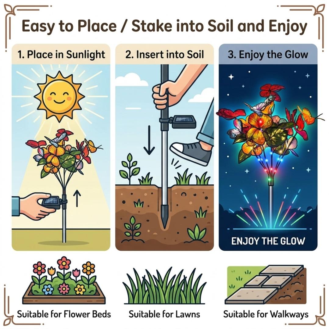 2 Pack Solar Butterfly Garden Lights, IP65 Waterproof Outdoor Decor