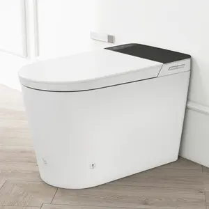 [Bellemave] Tankless Smart Toilet with Bidet Built In, Auto Open & Close, Wider Bidet with Heated Seat, Warm Water and Dry, Foot Sensor, LED Display, Remote Control, White