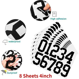 8-Pack Vinyl Mailbox Numbers Stickers 4 inch Self-Adhesive Waterproof Address Decals, Glossy Rectangle Shape for Mailbox, Signs, Windows, Doors, Vehicles, Home & Business Use