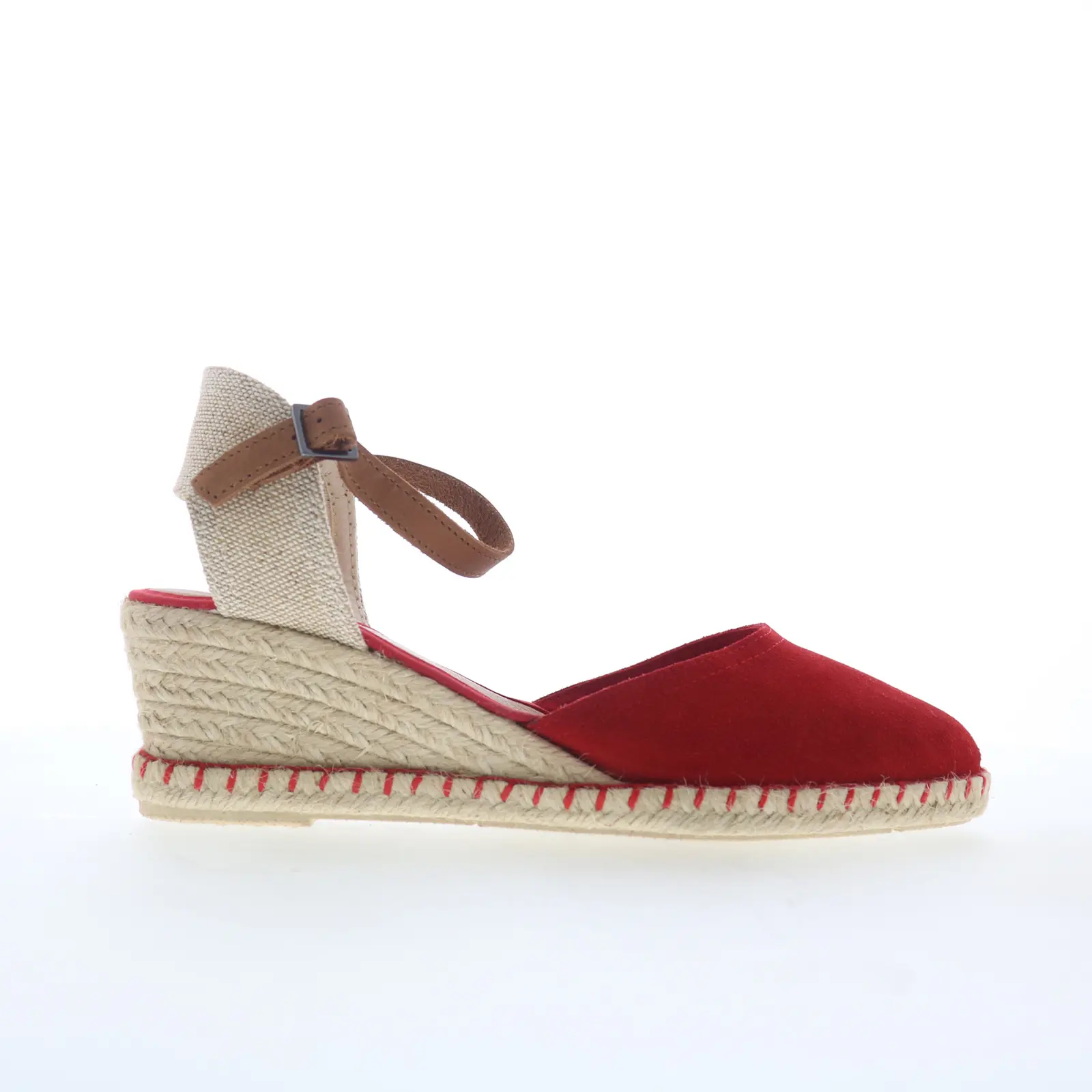Miz Mooz Malena Womens Red Suede Hook & Loop Wedges Sandals Shoes