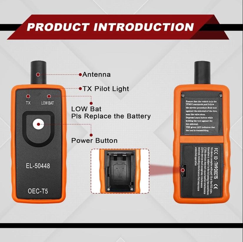 General Automotive TPMS Reset Tool, EL-50448 Tire Pressure Monitoring System Relearn Tool, 315/433 MHz Compatible with GM/Opel Vehicles - Battery NOT Included