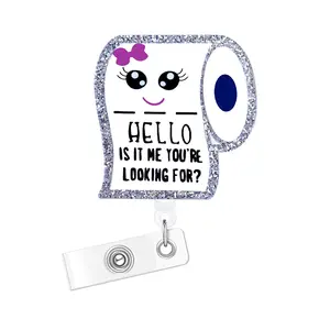 Cartoon Letter Pattern Badge Holder, 1 Count Retractable Badge Reel, Belt Clip Name Badge Holder for Nurse Doctor Student Worker Volunteer, Id Badge Holder