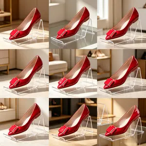 Set of 2 Shoe Display Racks, Durable Acrylic Shoe Storage Shelves for Bedroom, Entryway, Hallway, And Home Organization