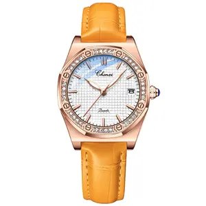 OIDEA Women's Bling Geometric Jeweled Diamond-Stoned Quartz Watch - Octagonal Rhinestone Bezel, Leather Strap, Date Display, 3ATM Water Resistance, Curved Glass, Bling Quartz Watches, Diamond-Stoned Quartz Watches
