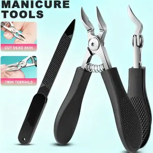 2-piece professional nail clipper set, specially designed for trimming thick nails, sharp and inclined curved toe nail clippers suitable for the elderly, long handled nail clippers, and nail trimming tools to remove dead skin and burrs,