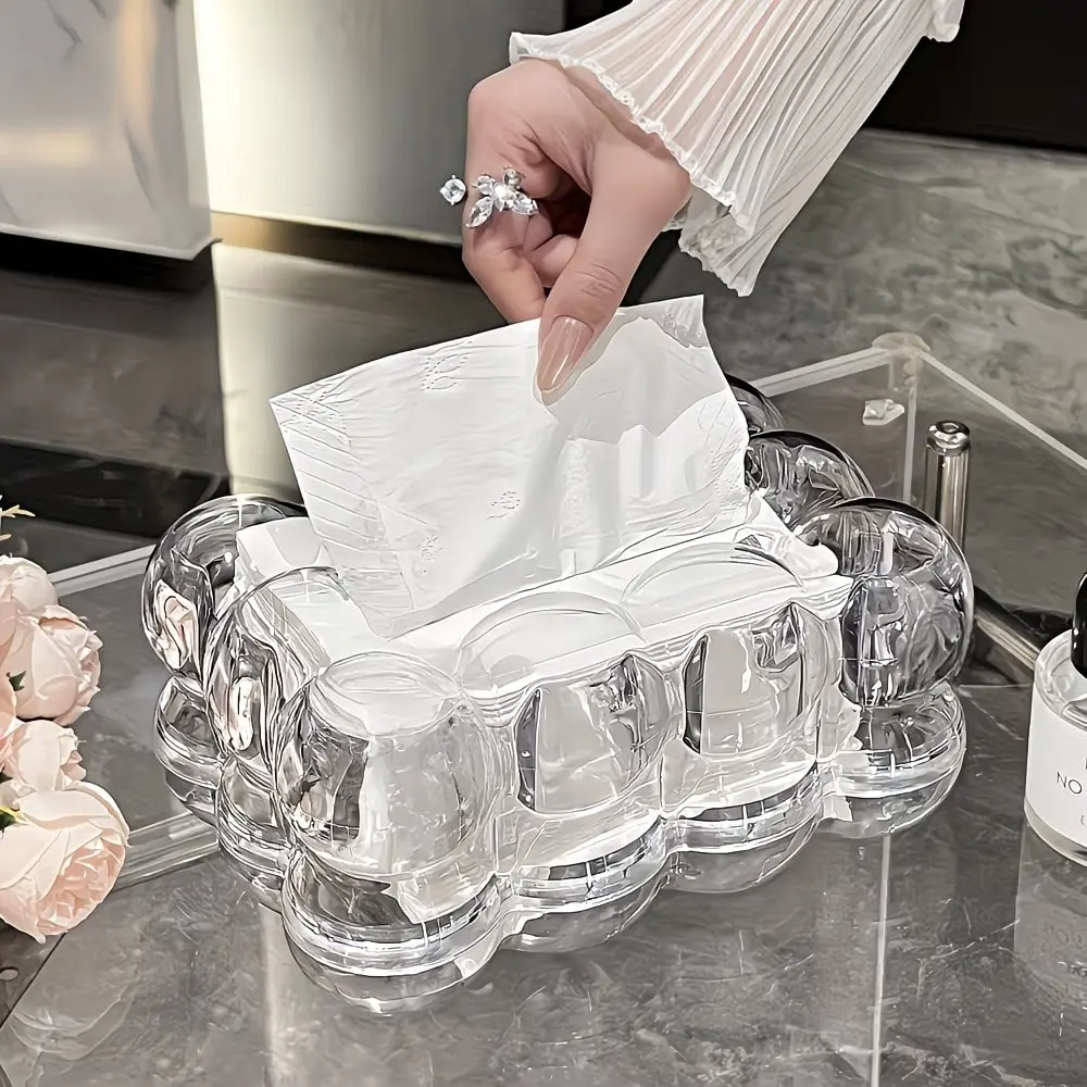 Acrylic Cloud-Shaped Napkin Holder, High-End Desktop Restaurant Napkin Box, Home Living Room Tea Table Napkin Dispenser, Decorative Napkin Holder, Modern