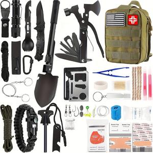 Survival First Aid Kits, Professional Survival Gear Equipment Tools First Aid Supplies kit for SOS Emergency Hiking Hunting Disaster Camping Adventures