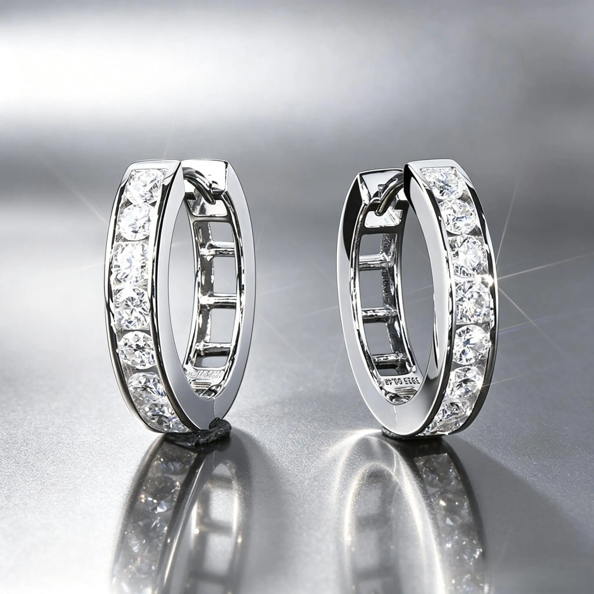 【Must be】Moissanite Hoop Earrings Huggie Earrings VVS1 D Color Synthetic Moissanite Jewelry Perfect Birthday Mother’s Day Gift for Men Women Silver-Tone Earrings Statement Hoops Earrings Hoop Earrings Set Moissanite Studs Earrings
