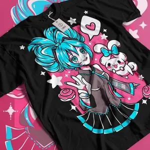 Vocaloid Hatsune Miku × Sanrio Cinnamoroll Anime Manga Unisex Tshirt T-Shirt Tee