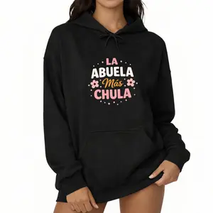 Cozy Long Sleeve Hoodie with La Abuela Más Chula Spanish Grandma Love Quote