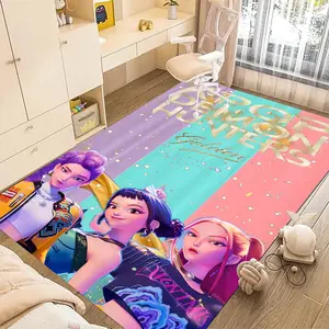 KPop Demon Hunters 69 cartoon print carpet, home living room, bedroom, office chair under carpet, holiday gift for family and friends, Christmas decoration carpet, Cartoon Pattern Rug, Living Room Rug
