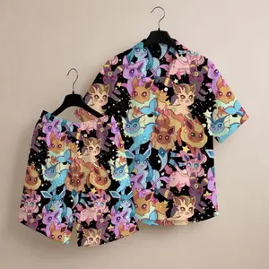 Eevee Evolutions Poke Hawaiian Shirt, Eeveelutions Aloha Shirt & Shorts, Cute Kawaii Anime Summer Beach Outfit, Poke Fan Gift #hawaii #hawaiishirt #alohashirt