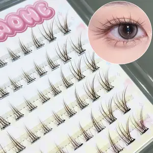 MIXIANOHE Brown Lightweight Fox Series Non Glue False Eyelash 60 Clusters Single Cluster DIY Non Detachable C Tilt Fly Natural and Realistic Mirroring Daily Segmented Self Adhesive Strip Novice Length 10-14mm Makeup Eyelashes Extension