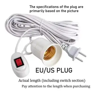 3/5/8/10m Lamp Bases Universal With Switch Led Bulb Socket Adapter E27 Screw Lamp Holder Accessories Tools Two Plugs Suspension