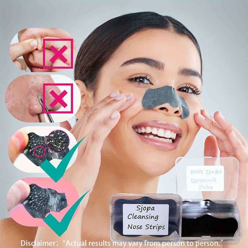 SJOPA 50 Piece Nose Strips Charcoal Cleansing Strips for All Skin Types Men Women Aloe Vera Enriched Scented Daily Soothing Aroma Acne Care