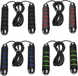 4-Pack Tangle-Free Adjustable Steel Cable Speed Ropes, 9.8m Cable, Foam Grips, Suitable for All Heights, Cardio Training, Speed Rope